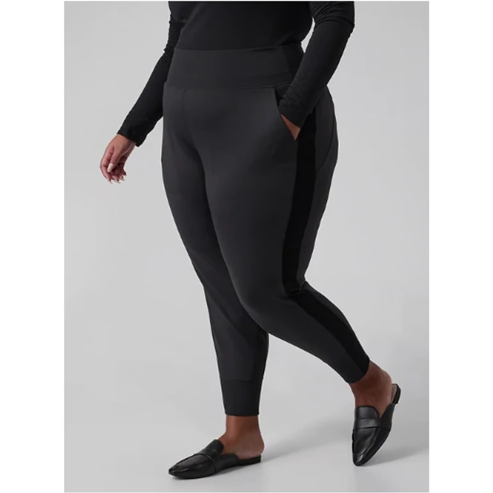 Athleta Venice Velvet Stripe Jogger Black 3X